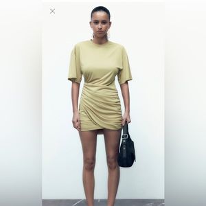 ZARA DRAPED DRESS -
MUSTARD